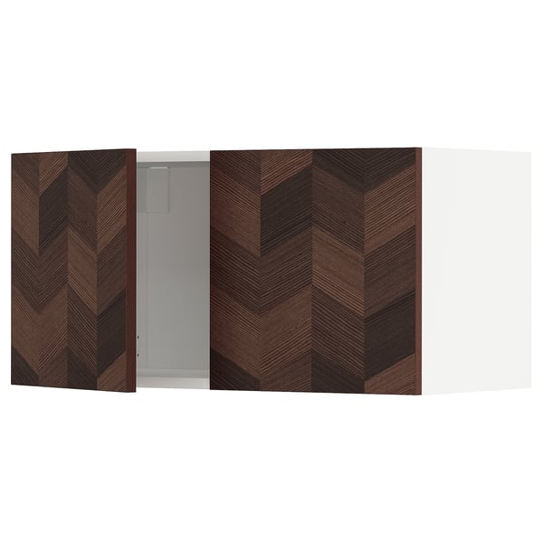 METOD Wall cabinet with 2 doors, white Hasslarp/brown patterned, 80x40 cm