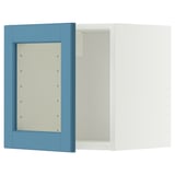 METOD Wall cabinet with glass door, white/Lerhyttan blue, 40x40 cm