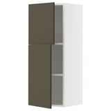 METOD Wall cabinet with shelves/2 doors, white/Havstorp brown-beige, 40x100 cm