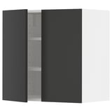 METOD Wall cabinet with shelves/2 doors, white/Nickebo matt anthracite, 60x60 cm