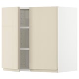 METOD Wall cabinet with shelves/2 doors, white/Voxtorp high-gloss light beige, 60x60 cm
