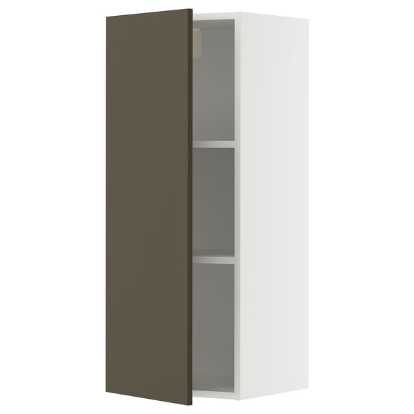 METOD Wall cabinet with shelves, white/Havstorp brown-beige, 40x100 cm