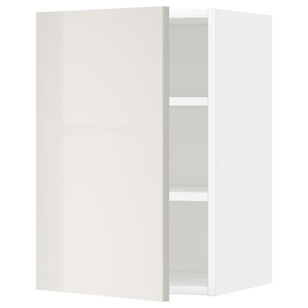 METOD Wall cabinet with shelves, white/Ringhult light grey, 40x60 cm