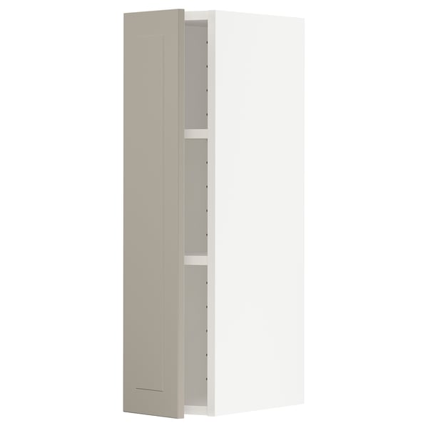 METOD Wall cabinet with shelves, white/Stensund beige, 20x80 cm