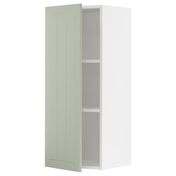 METOD wall cabinet, light green, rectangular, two shelves, modern design.