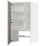 METOD Wall cb f extr hood w shlf/door, white/Stensund beige, 60x100 cm