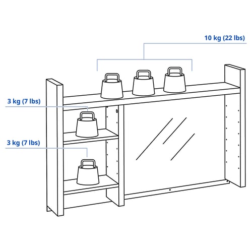 MICKE Add-on unit high, black-brown, 105x65 cm