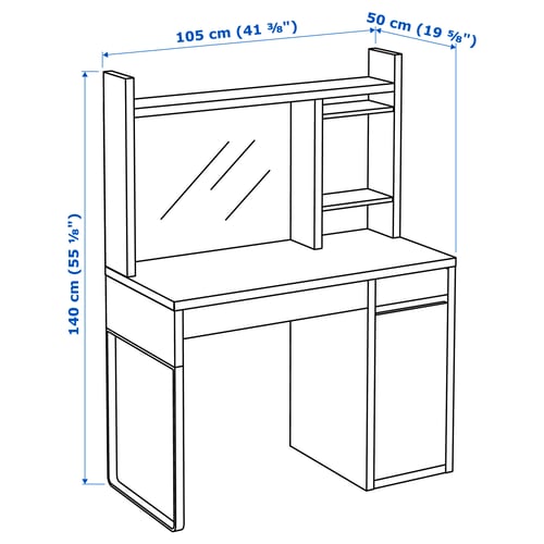 Illustration with measurements for the product: MICKE.