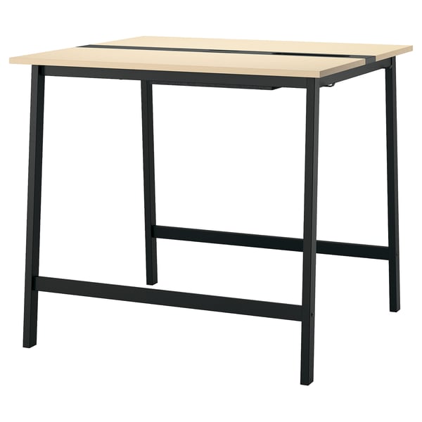 MITTZON Conference table, birch veneer/black, 120x108x105 cm
