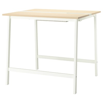 MITTZON Conference table, birch veneer/white, 120x108x105 cm
