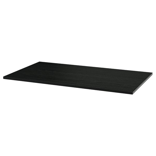 A MITTZON rectangular black table top, made of particleboard and ash veneer, with a stain-resistant surface.