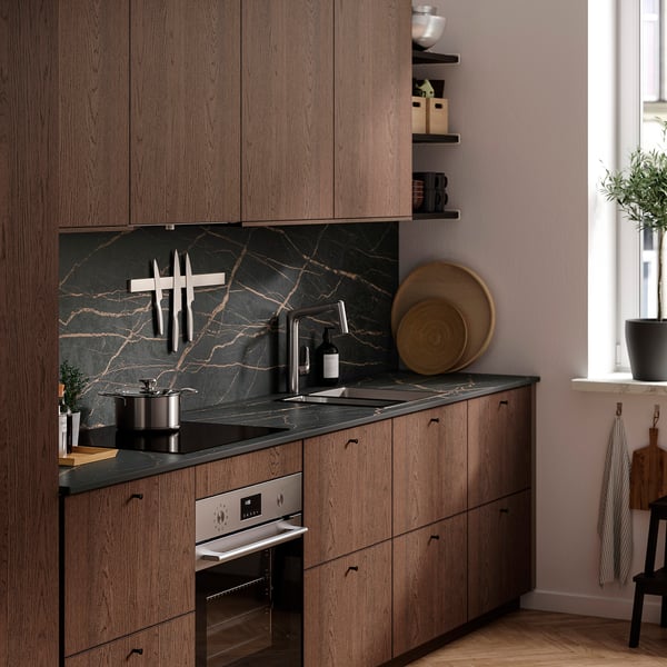 MÖCKLARP Custom made worktop, matt black/brown stone effect/high pressure porcelain, 1 m²x2.0 cm