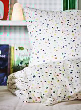 MÖJLIGHET Duvet cover and pillowcase, white/mosaic patterned, 150x200/50x80 cm
