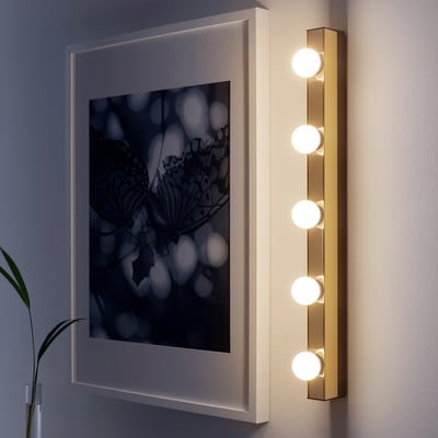 MUSIK Wall lamp, wired-in installation, brass-colour