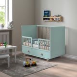 MYLLRA Cot with drawer, light turquoise, 60x120 cm