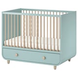 MYLLRA Cot with drawer, light turquoise, 60x120 cm
