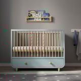 MYLLRA Cot with drawer, light turquoise, 60x120 cm