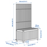 NÄMMARÖ Storage box and privacy screen, outdoor/light brown stained, 80x68x140 cm