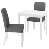 NÄSINGE / BERGMUND Table and 2 chairs, white/Gunnared medium grey white, 80x60 cm