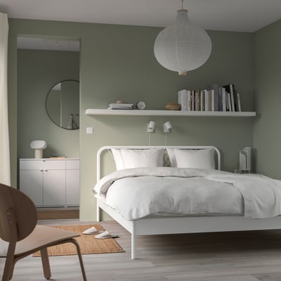 NESTTUN Bed frame, white/Lönset, 160x200 cm