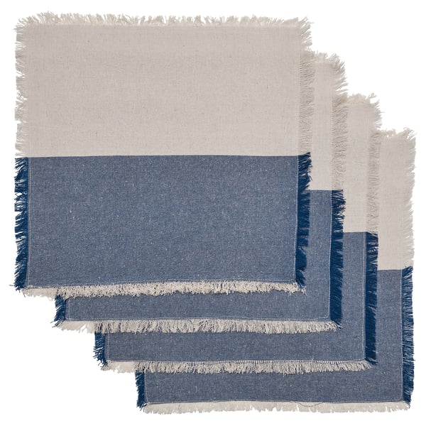 NISSÖGA Napkin, grey/dark blue, 35x35 cm
