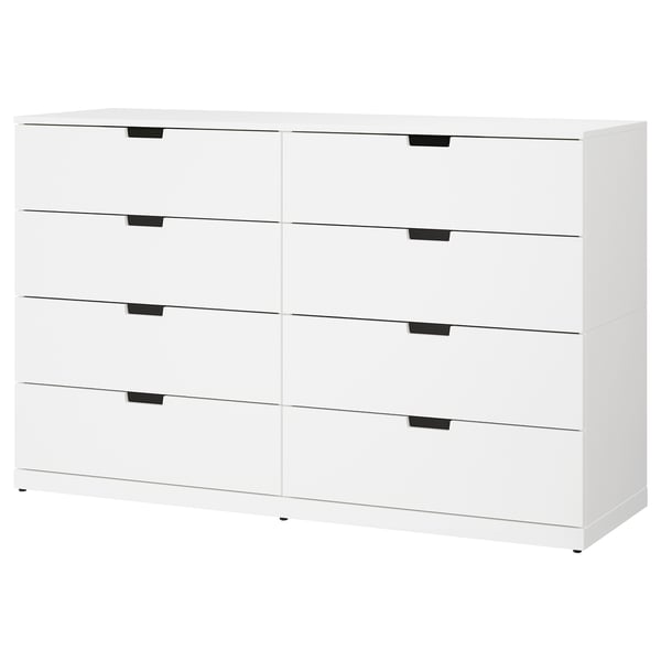 NORDLI white chest with six drawers. Modern, minimalist design for efficient storage.