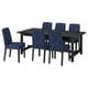 NORDVIKEN / BERGMUND Table and 6 chairs, black/Kvillsfors dark blue/blue black, 210/289 cm
