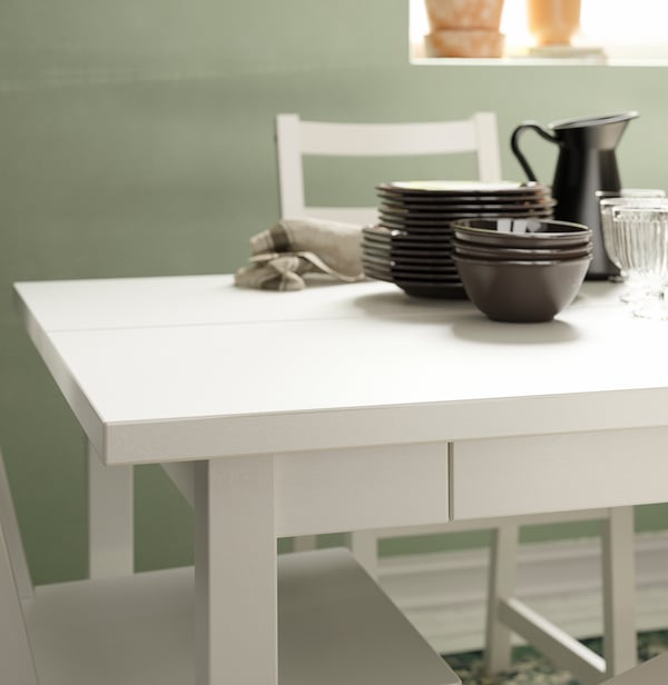 NORDVIKEN / NORDVIKEN Table and 6 chairs, white/white, 210/289x105 cm