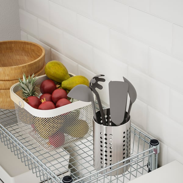 OLAUS Shelving unit with 3 baskets, galvanised, 92x36x94 cm