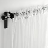 PALPLJUNGMAL Sheer curtains, 1 pair, white white/check pattern with heading tape, 145x300 cm