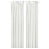 PALPLJUNGMAL Sheer curtains, 1 pair, white white/check pattern with heading tape, 145x300 cm