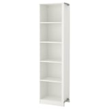 PAX Add-on corner unit with 4 shelves, white, 53x35x201 cm