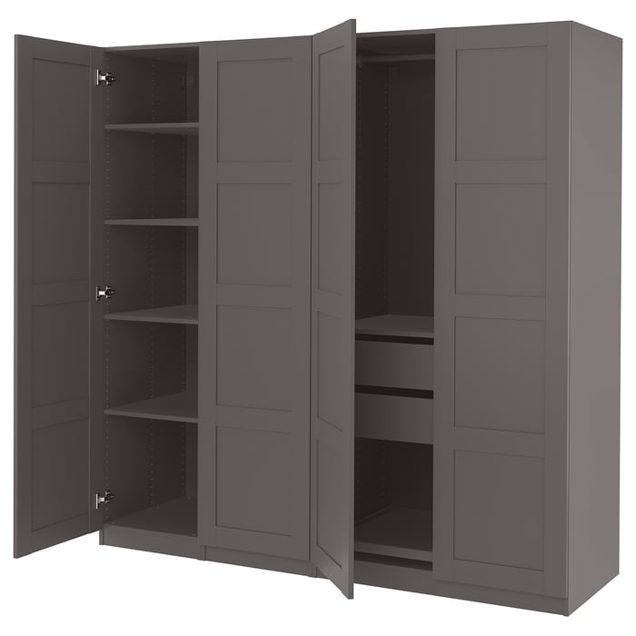 PAX / BERGSBO wardrobe, dark grey/dark grey, 200x60x201 cm IKEA
