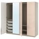 PAX / FARDAL/ÅHEIM Wardrobe combination, grey-beige high-gloss/light orange mirror glass, 200x60x201 cm