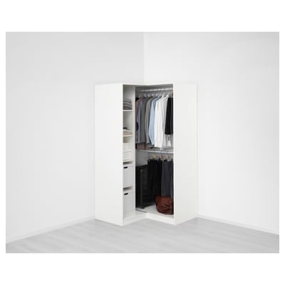 PAX / GRIMO Corner wardrobe, white/white, 110/110x201 cm