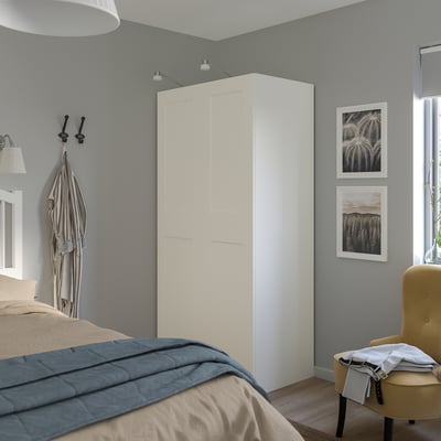 PAX / GRIMO Wardrobe combination, white/white, 100x60x201 cm