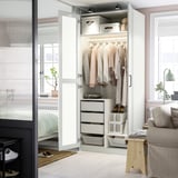 PAX / KAMMARTORP/GULLABERG Wardrobe combination, white mirror glass/grey white, 100x60x236 cm