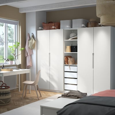 PAX / TONSTAD Wardrobe combination, white/off-white, 250x60x201 cm