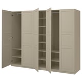 PAX / TYSSEDAL Wardrobe combination, grey-beige/grey-beige, 250x60x201 cm
