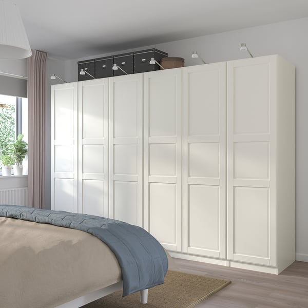 PAX / TYSSEDAL Wardrobe combination, white/white, 300x60x201 cm