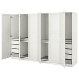 PAX / TYSSEDAL Wardrobe combination, white/white, 300x60x201 cm