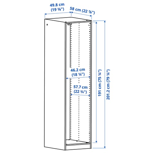Illustration with measurements for the product: PAX.
