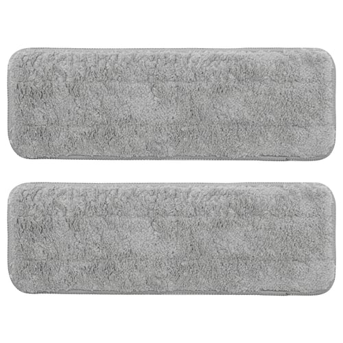 Two grey PEPPRIG microfiber mop pads, rectangular with rounded edges, laying flat on a white background.