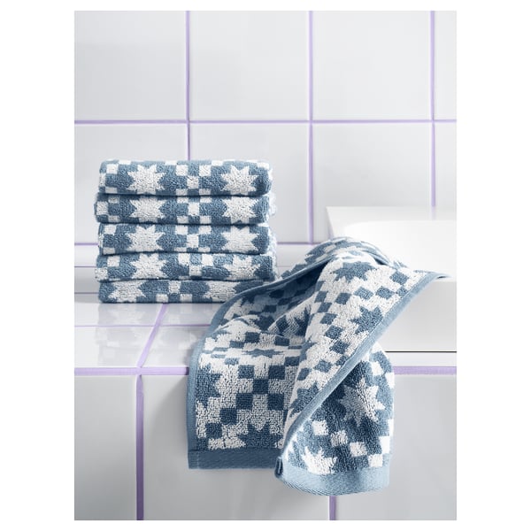 PILGULDMAL Guest towel, dark grey-blue/white, 30x50 cm
