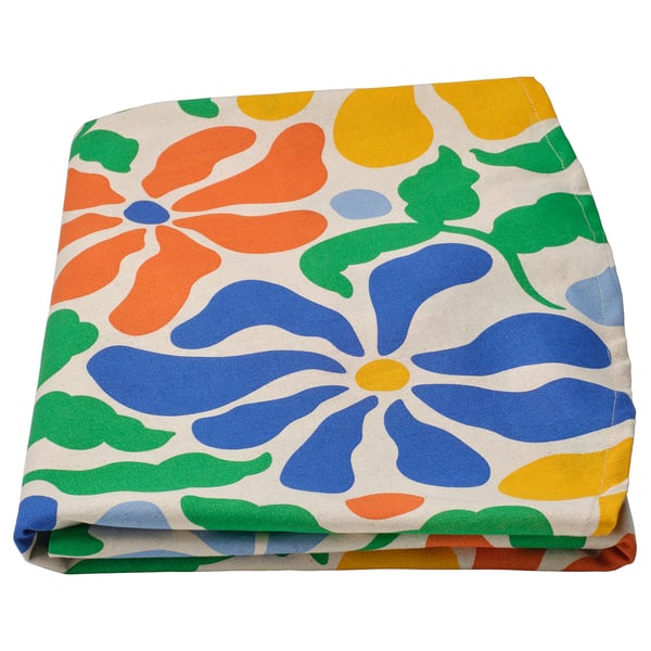 PILLERSTARR tablecloth, recycled cotton, abstract floral design.