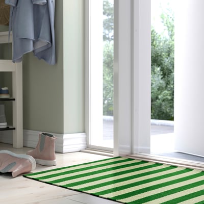 PLATÅGUPP Door mat, green, 60x90 cm