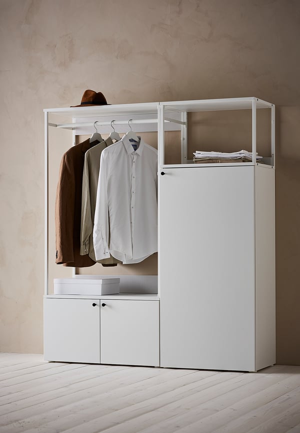 PLATSA Wardrobe with 3 doors, white/Fonnes white, 140x42x161 cm