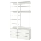PLATSA Wardrobe with 6 drawers, white/Fonnes white, 140x42x241 cm