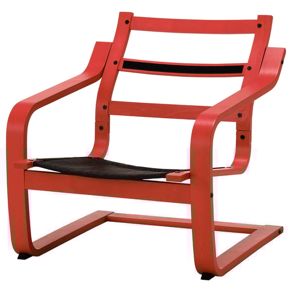 POÄNG Armchair frame with low back, red stained