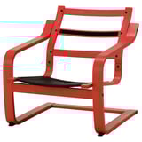 POÄNG Armchair frame with low back, red stained